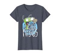 Invader Zim G.I.R Me and The Squirrel Are Friends Funny Logo Camiseta, Mujer, Azul Jaspeado, M