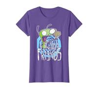 Invader Zim G.I.R Me and The Squirrel Are Friends Funny Logo Camiseta, Mujer, Morado Jaspeado, M