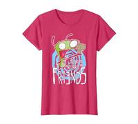 Invader Zim G.I.R Me and The Squirrel Are Friends Funny Logo Camiseta, Mujer, Rojo Jaspeado, M