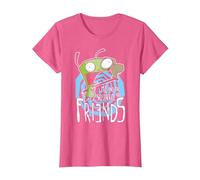 Invader Zim G.I.R Me and The Squirrel Are Friends Funny Logo Camiseta, Mujer, Rosa Jaspeado, 3XL