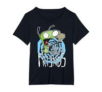 Invader Zim G.I.R Me and The Squirrel Are Friends Funny Logo Camiseta, Mujer Tallas Grandes, Negro, 1XL Grande