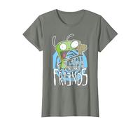 Invader Zim G.I.R Me and The Squirrel Are Friends Funny Logo Camiseta, Mujer, Verde Militar Jaspeado, XXL