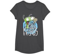 Invader Zim G.I.R Me and The Squirrel Are Friends Funny Logo Camiseta, Niñas, Jaspeado Oscuro, XS
