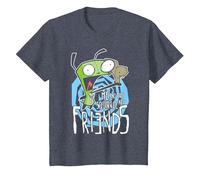 Invader Zim G.I.R Me and The Squirrel Are Friends Funny Logo Camiseta, Niños, Azul Jaspeado, 10 años