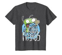 Invader Zim G.I.R Me and The Squirrel Are Friends Funny Logo Camiseta, Niños, Jaspeado Oscuro, 10 años