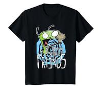 Invader Zim G.I.R Me and The Squirrel Are Friends Funny Logo Camiseta, Niños, Negro, 8 años