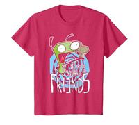 Invader Zim G.I.R Me and The Squirrel Are Friends Funny Logo Camiseta, Niños, Rojo Jaspeado, 2 años
