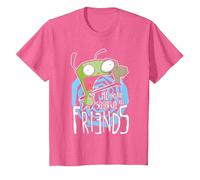 Invader Zim G.I.R Me and The Squirrel Are Friends Funny Logo Camiseta, Niños, Rosa Jaspeado, 12 años