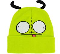 Invader Zim - Gorro de Punto de Invierno con puño y Orejas 3D, Verde, Talla única, Verde, Talla única