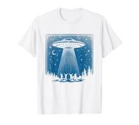 Invasión Avistamientos Ovni Retro Camiseta gráfica económica, Hombre, Blanco, XL