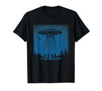 Invasión Avistamientos Ovni Retro Camiseta gráfica económica, Hombre, Negro, L