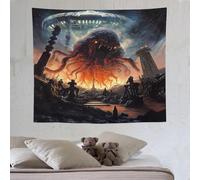 Invasión de Cthulhu Tapiz Para Colgar En La Pared, Decoración Del Hogar, Arte De Pared Para Habitación, Tapiz De Tela De Pared, Decoración De Pared, Arte De Pared 130×150cm