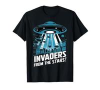 Invasores del Espacio Ciencia ficción Estilo Retro Camiseta