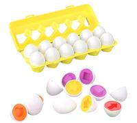 Invasye Juguete de Huevos Plástica, 12 Pcs Juguetes de Huevos, Clasificación de Colores y Formas Huevos, Montessori Educativos Juguetes, para Niños y Niñas Regalo de Pascua Cumpleaños