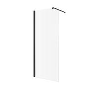 Invena mampara de ducha walk-in 100 cm negro mate/vidrio transparente AK-32-104