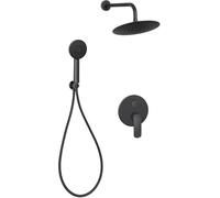 Invena Siros conjunto de ducha empotrado con rociador con efecto lluvia negro BS-90-013