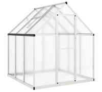 Invernadero de aluminio, 169 x 169 x 195 cm, color plateado | Placas de policarbonato, puerta batiente, sistema de canalones, montaje rápido, jardinería hobby
