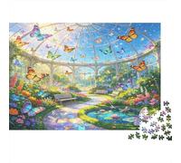 Invernadero de Cristal Jardín de Mariposas Puzzle de 1000 Piezas Papel para Adultos Relajante Concentración Puzzle para Toda la Familia Decoración Regalo 70x50cm/1000pcs