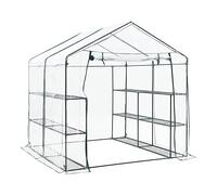 Invernadero de Jardín Caseta para Cultivos Abertura Fácil Ventilación Óptima Acero Cubierta PVC 200 x 200 x 220 cm Transparente