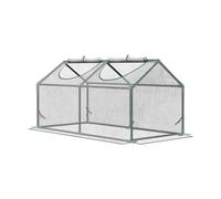 Outsunny Invernadero de Terraza 120x60x60 cm Caseta de Jardín Acero con 2 Ventanas Enrollables Vivero Casero para Cultivos Transparente Aosom España