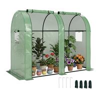 Invernadero de Jardín Mini Invernadero con Anti-UV 4 Ventanas Enrollables con Cremallera para Cultivo de Plantas Flores Tomates en Patio 185x94x150 cm Verde
