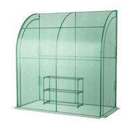 Invernadero inclinado de jardín, 200 x 100 x 215 cm, con estante para plantas de 3 niveles y protección solar de PE verde 20_0020780