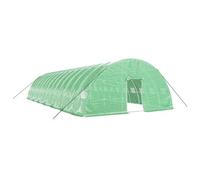 Invernadero marco de acero verde 84 m² 14 x 6 x 2,85 m | Cubierta de polietileno resistente al desgarro, marco galvanizado, puerta y ventana enrollables, para jardinería de hobby