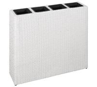 Invernadero para balcón, jardinera, jardinera elevada con 4 macetas, poliratán blanco, para jardines, terrazas, céspedes