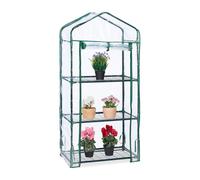 Relaxdays Invernadero Pequeño Balcón, 3 Niveles, Mini Huerto Urbano, 128 x 60 x 40cm, Cubierta PVC, Transparente y Verde