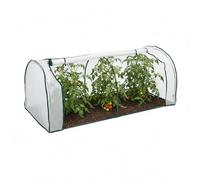 Invernadero Relaxdays, HxBxT: 80 x 200 x 100 cm, lámina de PE, Hierro, Puerta con Cremallera, Cubierta, Blanco/Verde