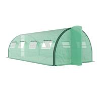 Invernadero tipo túnel Outsunny para jardín de 18 m², invernadero de jardín de 600x200 cm con puertas y 8 ventanas con mosquiteras. verde