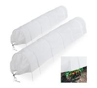 Relaxdays Plantas en Juego de 2 Unidades Pack 2 Invernaderos Túnel con Arcos, Protección para Huertos, 3,4 m Largo, contra Parásitos y Pájaros, Blanco, Hierro, 50 x 63 x 275 cm