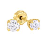 Inverness Sensitive Pendientes Acero Quirúrgico Circonita Oro 3mm