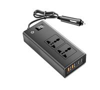 Inversor Corriente Coche Inversor Vehículo 200W Que Convierte 12V CC A 220 CA Dos Tomas Corriente Y Cuatro Puertos USB QC3.0 35(Universal-Socket)