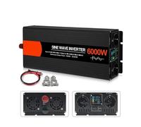 Inversor Corriente Coche Inversores Sinusoidal para Pura 6000W 5000W 4000W Doble Enchufe Inversor Coche DC 12V 24V48V 60V AC 220V Convertidor Voltaje(6000W (Rated 3000W),12V,220V 50Hz)