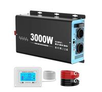 Inversor Corriente Inversor De Onda Sinusoidal Pura De 3000 W Potencia Máxima Continua De 6000 W CC 12 V A CA 230 V 50 Hz Enchufe Europeo LCD Voltímetro para Coche Transformador(24V 3000W 50HZ EU)