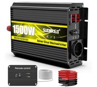 Inversor De 12v a 230v De Onda Sinusoidal Pura 1500W Convertidor De Voltaje De Onda Sinusoidal Pura Para Coche-Convertidor Con,Enchufe Eu y Mando a Distancia,Pantalla Digital LCD Convertidor Para Casa