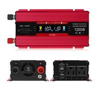 Inversor de alimentación 1200w, convertidor AC de 12v a 110v / 220V DC inversor de alimentación portátil para automóviles, con Enchufe AC de Pantalla LCD y Cargador para automóviles USB