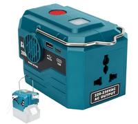 Inversor de Batería 200W Compatible con Makita 18V Batería, Convertidor de Voltaje DC 18V a AC 220V, Convertidor de Baterías de Onda Sinusoidal Pura con Lámpara LED USB Type-C 280LM