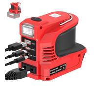 Inversor de batería de 220 W para batería Einhell de 18 V, convertidor de voltaje CC de 18 V a CA 220 V adaptador con conexión USB tipo C CC 12 V y luz LED, unidad de emergencia para camping (batería