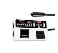 Inversor De Cargador para Automóvil De 200 W: Unidad De Extensión De Enchufe para Vehículo, Bloque De Transferencia De Voltaje De Modo, Base De Carga con Múltiples Enchufes, Módulo De Soporte De