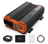 Inversor de Coche 3000W (6000W Pico) Onda Sinusoidal Pura 24V a 220V con Pantalla LCD y Enchufe UE para Camión, RV y Hogar