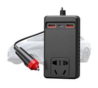 Inversor de coche de toma de corriente - Inversor de vehículo de 220 V | Adaptador de batería con control de temperatura, enchufe y cargador portátil para autocaravana, camión, ordenador portátil