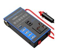 Inversor de coche - Inversor para coche de 1500 W - Cargador | Convertidor de carga rápida con sacerdote de sobrecarga de carga por cable para carga a 4USB para dispositivos para la