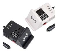 Inversor de coche para laptop, puertos USB de carga flexible, cable de extensión de móvil de 12 V, alta capacidad de potencia, carga inalámbrica rápida, cargador de coche con enchufe para