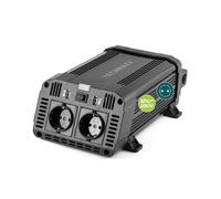 Inversor de coche Technaxx con pantalla LC 12V a 230V - Inversor de coche certificado por TÜV Rheinland con 2x enchufes Schuko y 2x puerto USB - 1200W / 2400W (pico) - convertidor de voltaje TE16