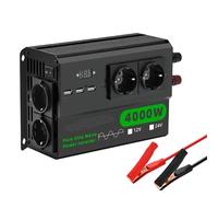 Inversor de Corriente Adaptador Conversión Voltaje del Inversor Onda Sinusoidal Pura De 5000W CC 12V A CA 220V 50HZ USB(12V4000W220VEU-black)