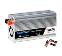 Inversor de Corriente,DC 12v a AC 220v,Onda Pura Transformador Convertidor 300W/500W/600W/800W/1000W/1200W/1500W/2000W con enchufes y Puertos USB Clips de Batería de Automóvil,12V/220V-1200W