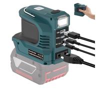 Inversor de corriente de 220 W para Bosch Professional 18 V System GBA Akuu, 18 V CC a 220 V CA, convertidor de voltaje con conexión USB-A & USB-C y 12 V CC, lámpara LED de 200 lm para camping