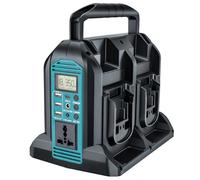 Inversor de corriente de 350 W para batería Makita de 18 V, CC 18 V a CA 230 V, transformador de corriente sinusoidal puro, 4 puertos con conector USB-A y USB-C, luz LED de 300 lm para camping de